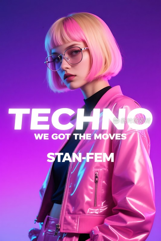 科技舞动时尚粉红与霓虹的炫目碰撞
