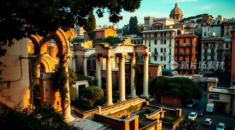 古罗马遗迹与现代建筑相映成趣