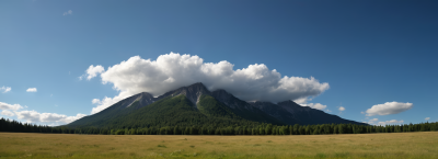 一座大山天上有云高清风景横幅图片