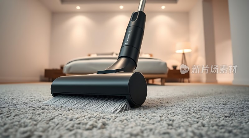 新片场素材 吸尘器清洁卧室地毯