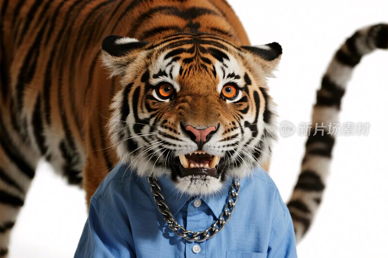 拟人化老虎穿衬衫图