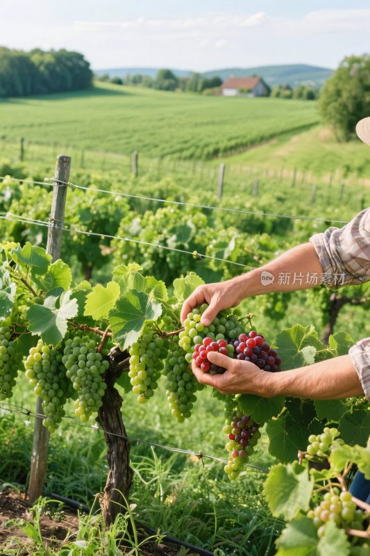 葡萄园采摘葡萄场景