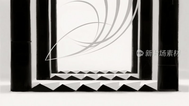 黑白几何线条艺术画面