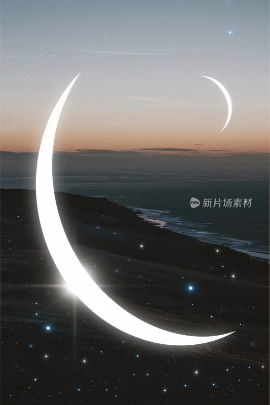 夜空月亮星空插画