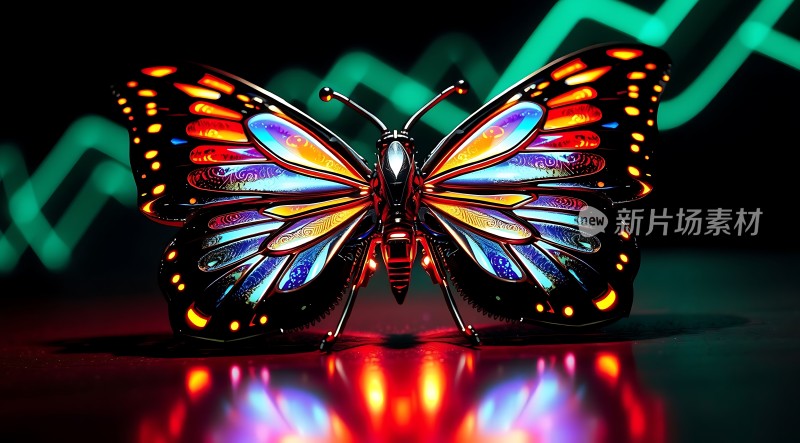 蝴蝶翅膀上的彩色光芒