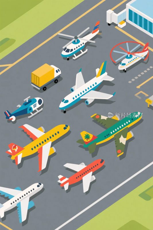 机场航空插画场景