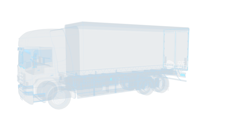 重型卡车 货运冷链运输车科幻透明赛博朋克