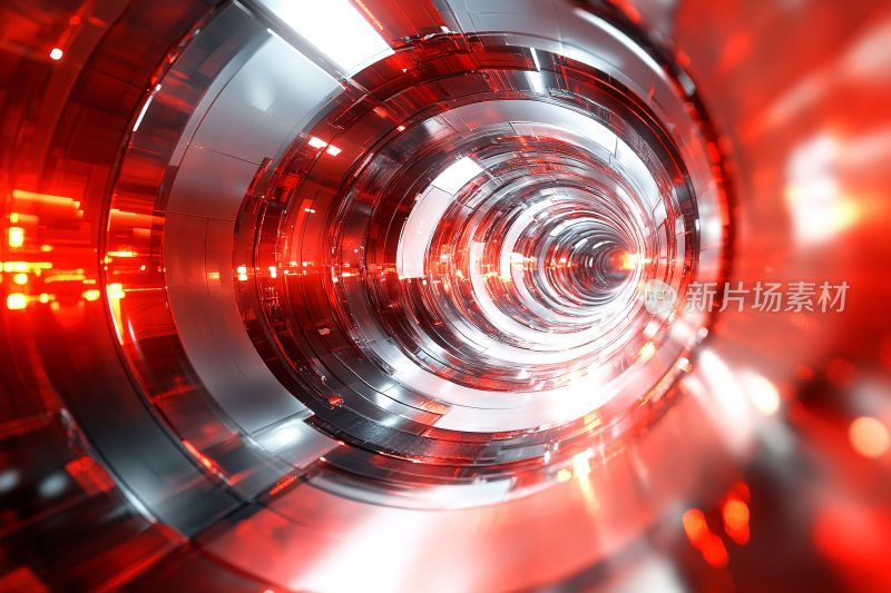 红色科技感环形光影画面