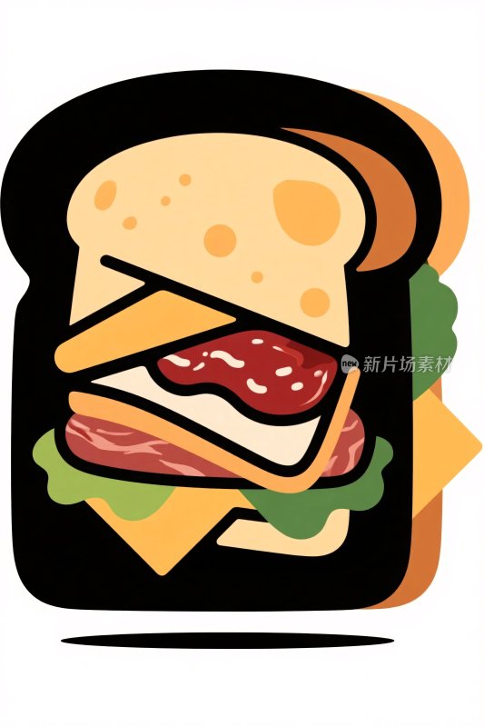 卡通三明治插画