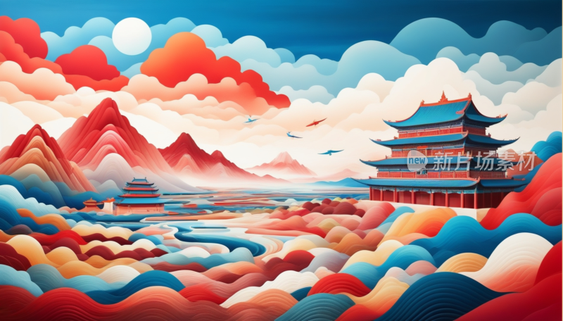 中国画山水画背景