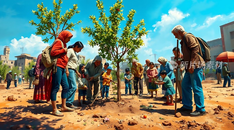 社区植树活动共筑绿色家园