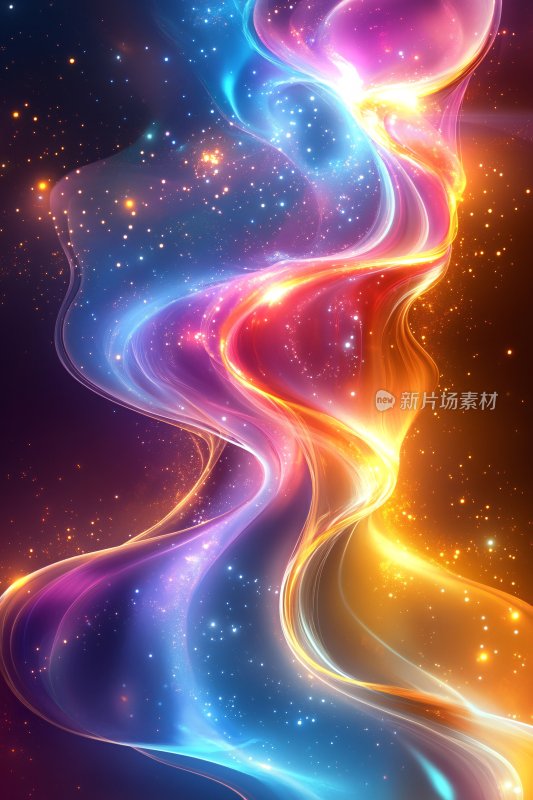 绚丽多彩的流动光线插画