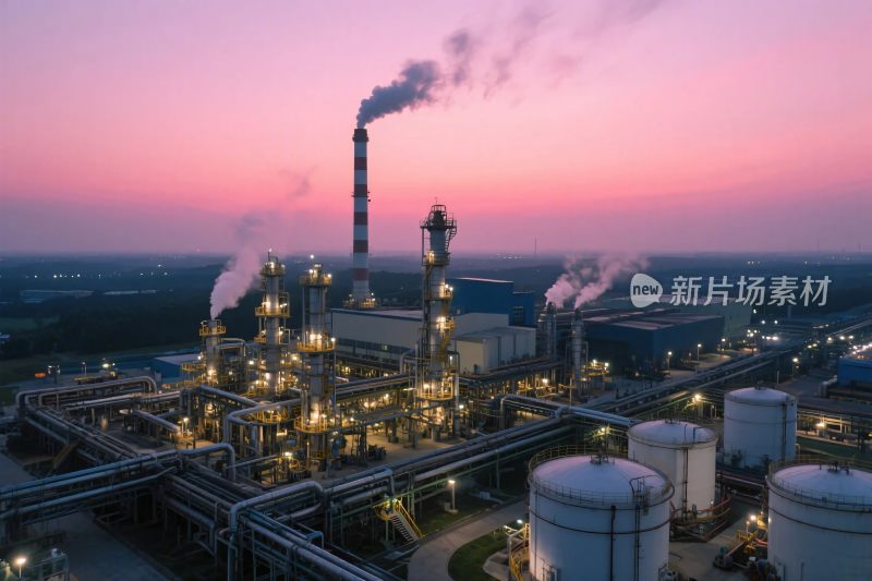 黄昏下的大型化工工厂