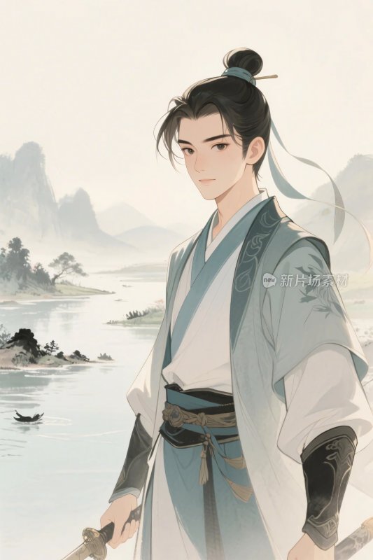 古风男子山水插画