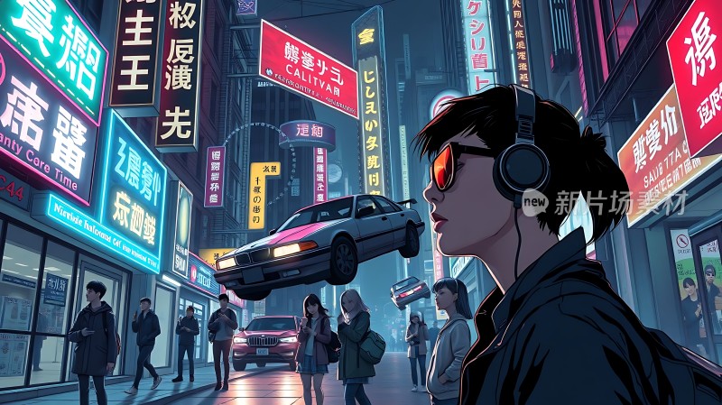 霓虹灯下的未来都市