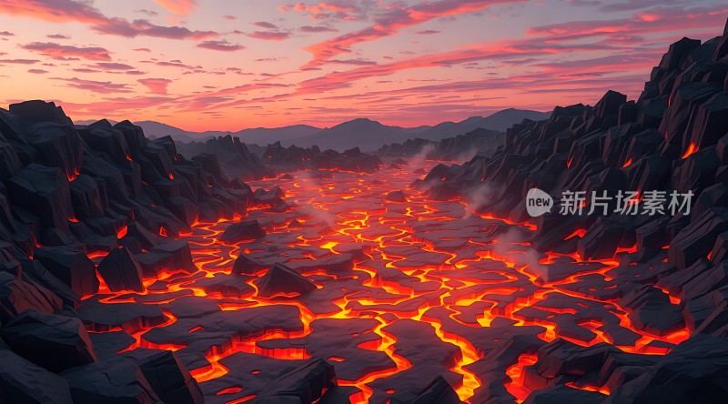 熔岩峡谷日落奇景