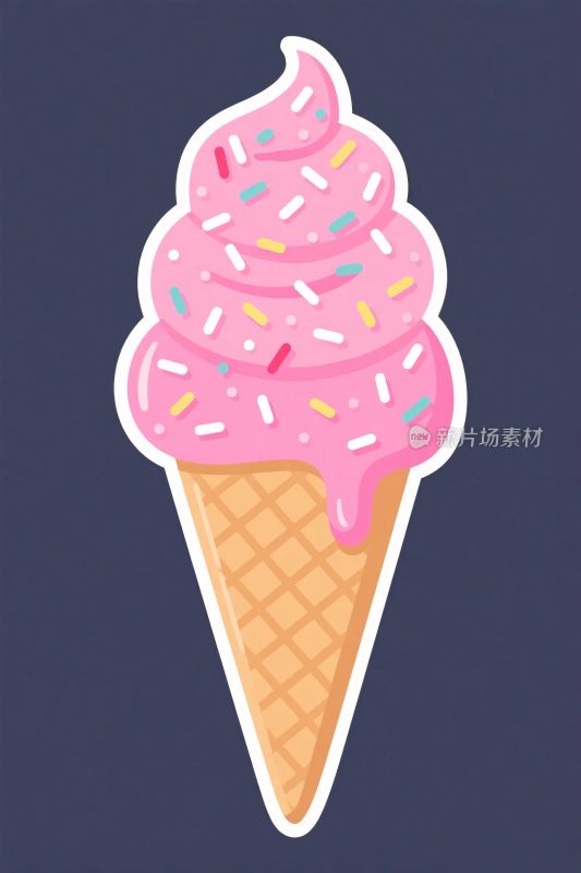 粉色冰淇淋甜筒插画