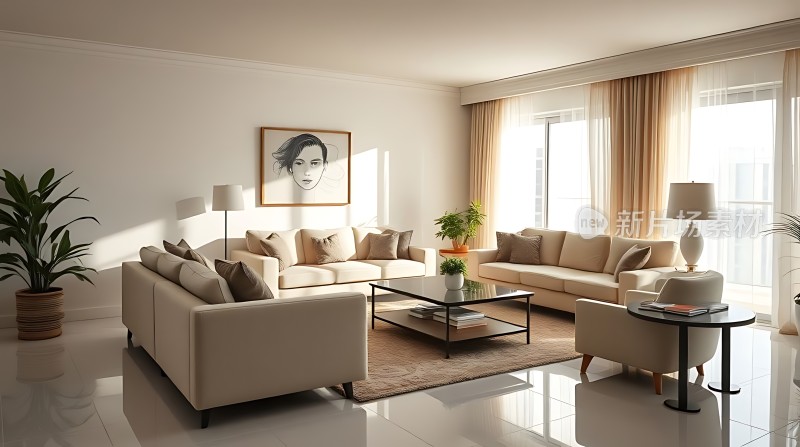 现代简约客厅温馨舒适生活空间