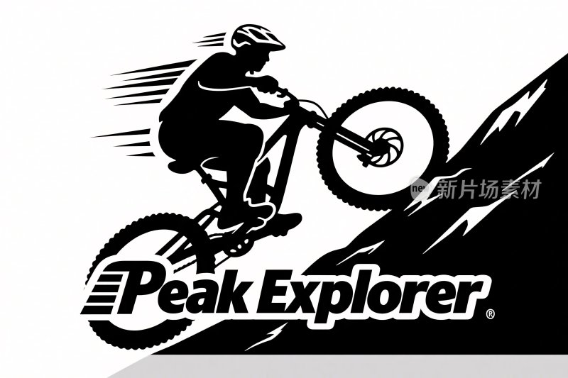 山地车探险标志插画