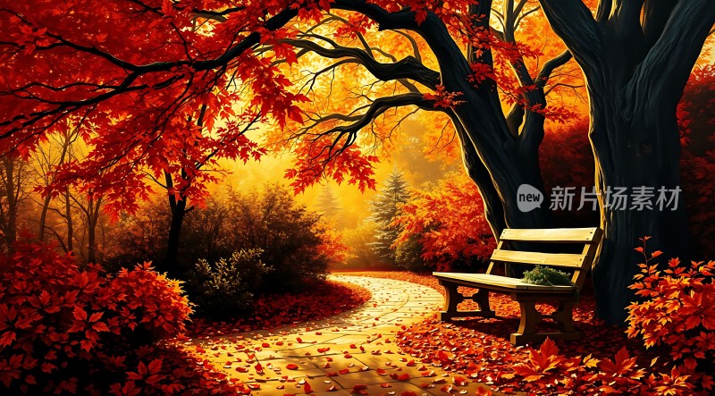 秋日暖阳下的宁静小径