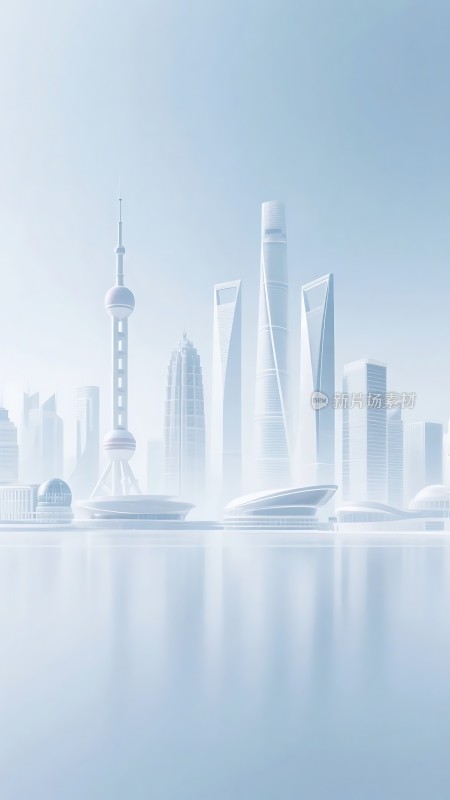 上海天际线现代建筑群东方明珠塔黄浦江畔美景