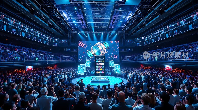 新品发布会现场手机展示舞台观众热情高涨