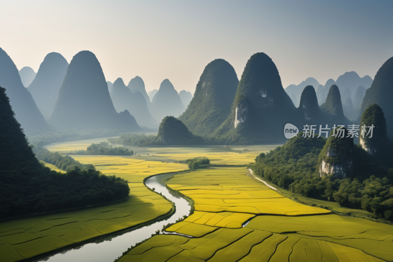 俯瞰着河流和山脉山谷高清背景图片