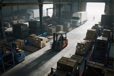 仓库叉车货物场景