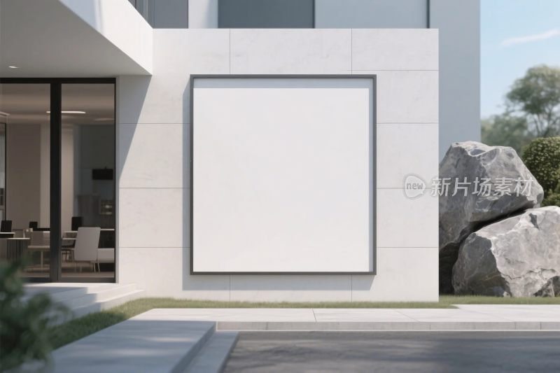 现代建筑外空白广告场景