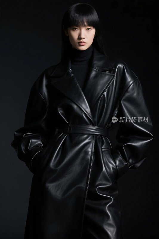 黑色皮衣时尚摄影