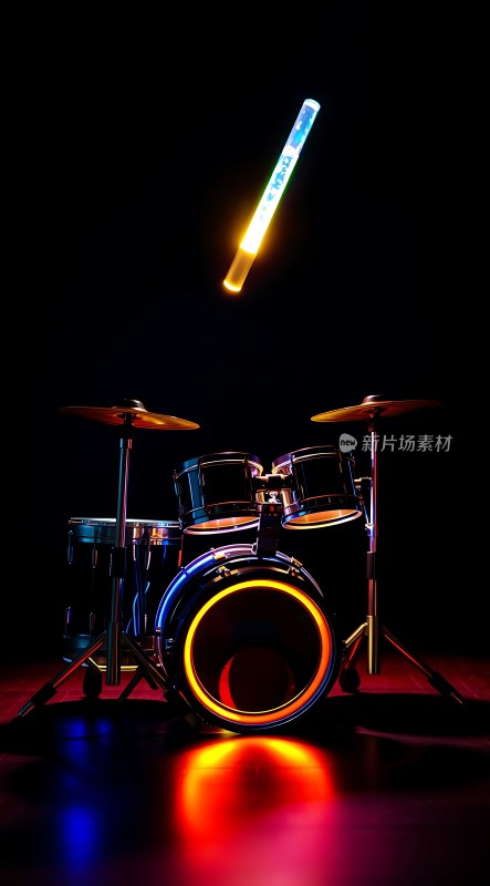 彩色鼓棒与架子鼓