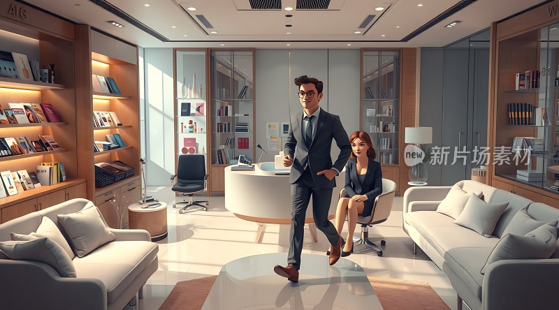 现代办公室里的商务人士与优雅环境