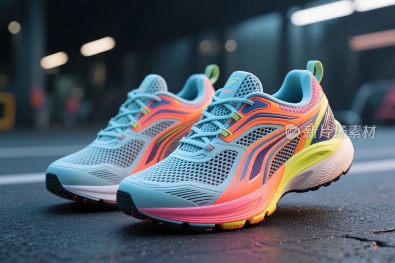 彩色运动跑鞋特写