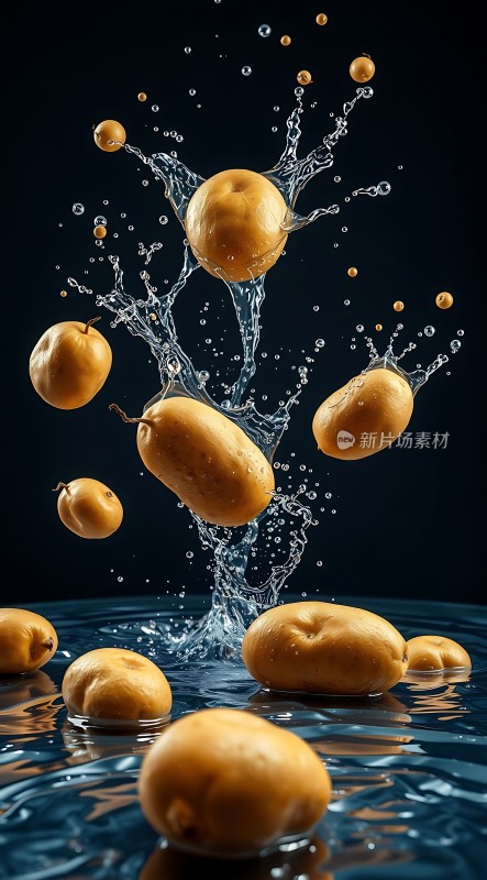 土豆入水溅起的水花