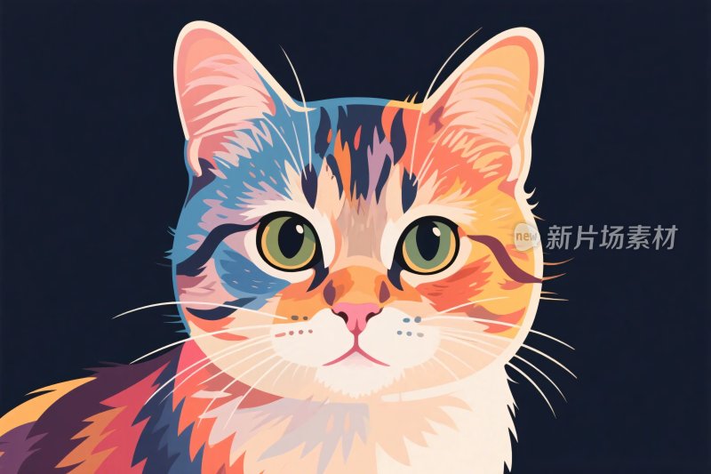 多彩插画猫咪头像