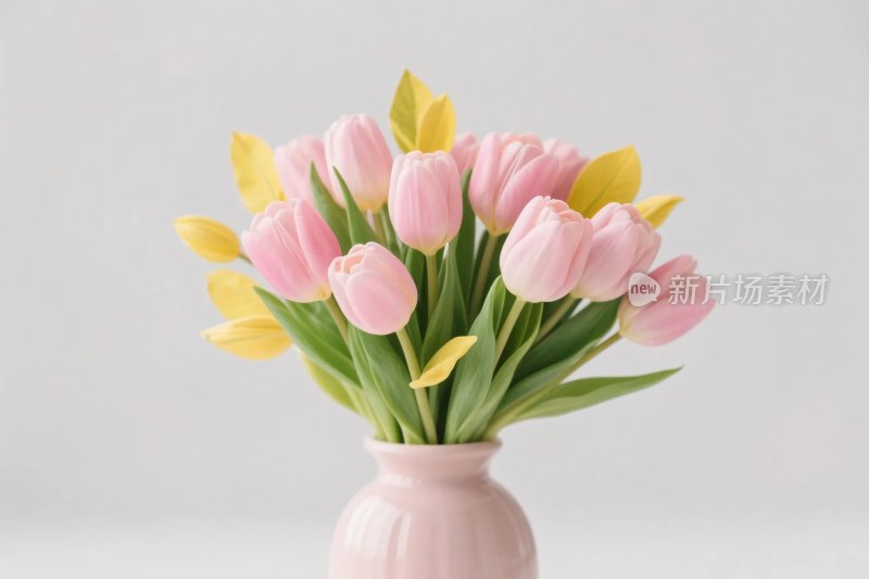 粉色郁金香花束插花