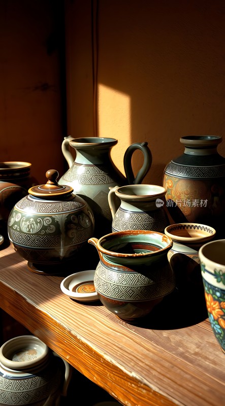 陶艺展示精美瓷器陈列