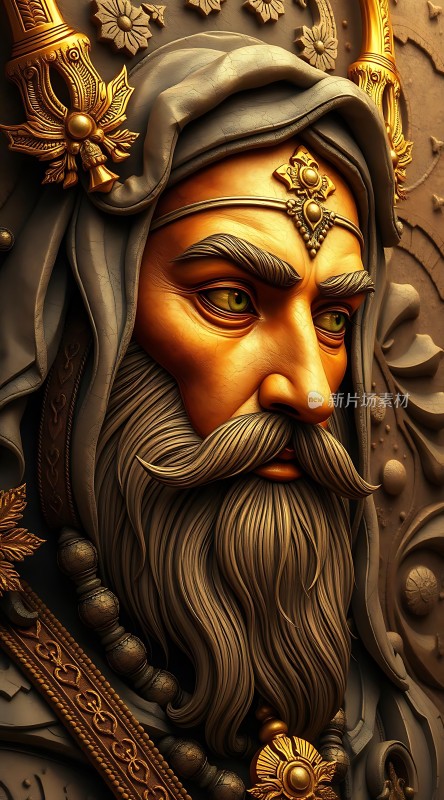 金色装饰下的神秘长者