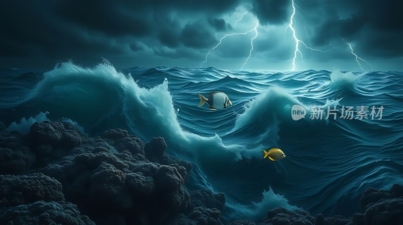 深海风暴下的鱼儿