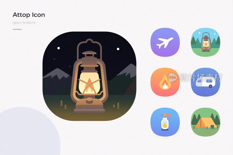 露营相关图标插画