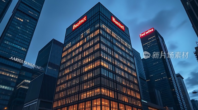 繁华都市夜景下的现代建筑群