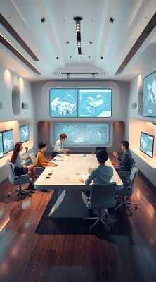 未来会议室里的头脑风暴会议 未来会议室里的头脑风暴会议