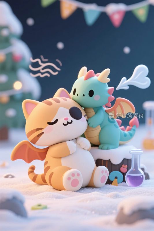 可爱卡通小动物温馨场景