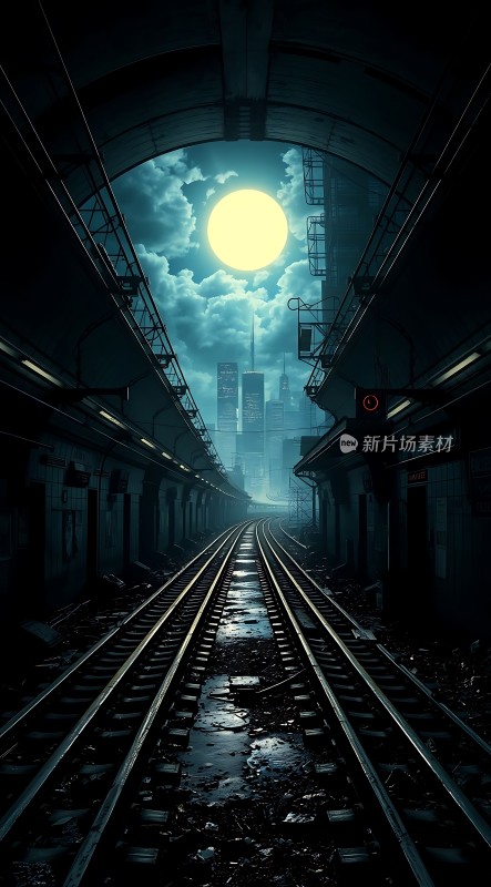 废弃铁轨下的神秘月光城市