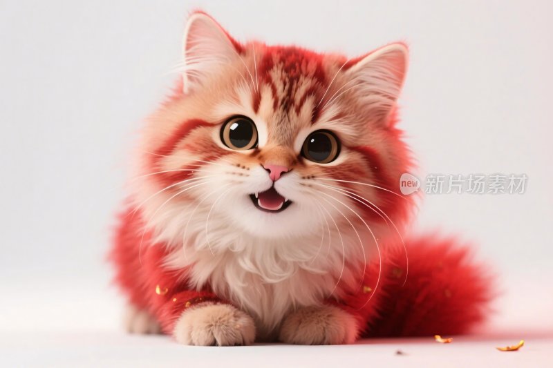 暖色调小猫插画