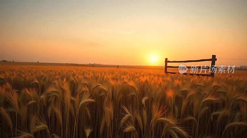 金色麦田日落时分