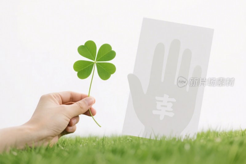 四叶草与幸运手掌图