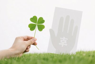 四叶草与幸运手掌图 四叶草与幸运手掌图