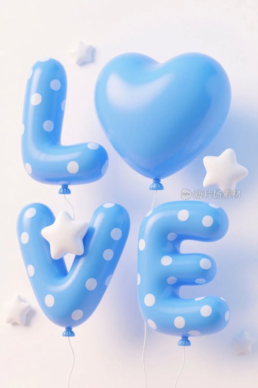 蓝色气球创意插画