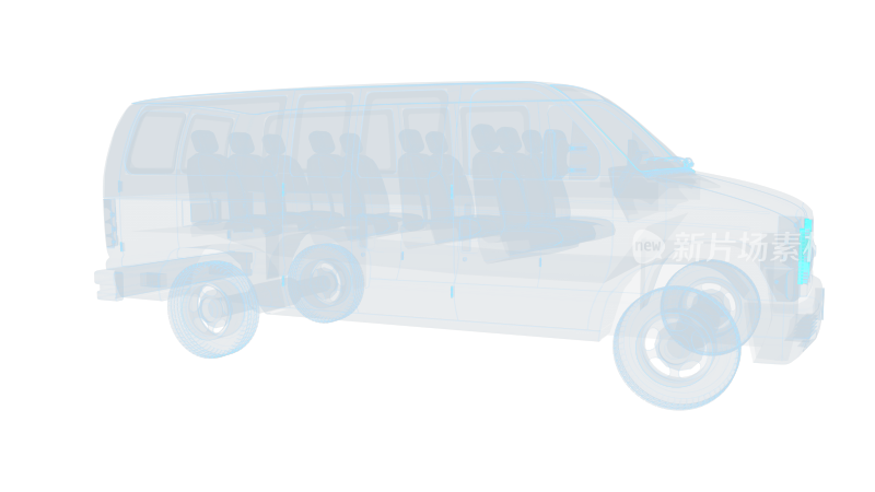 六座轿车汽车 科幻透明 交通工具面包车